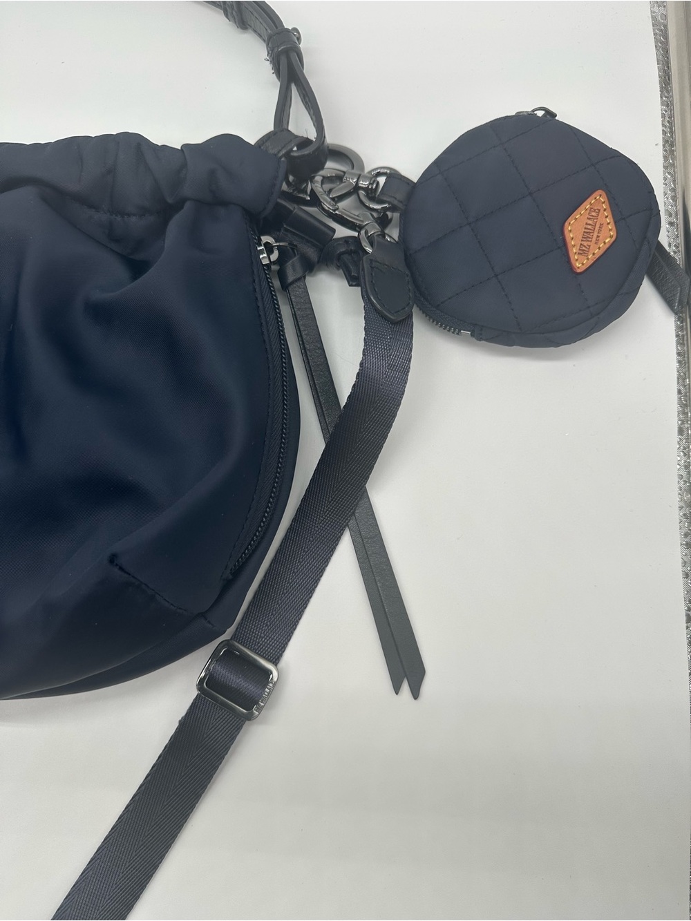 MZ Wallace Navy Quilted Belt Bag with Round Coin Pouch